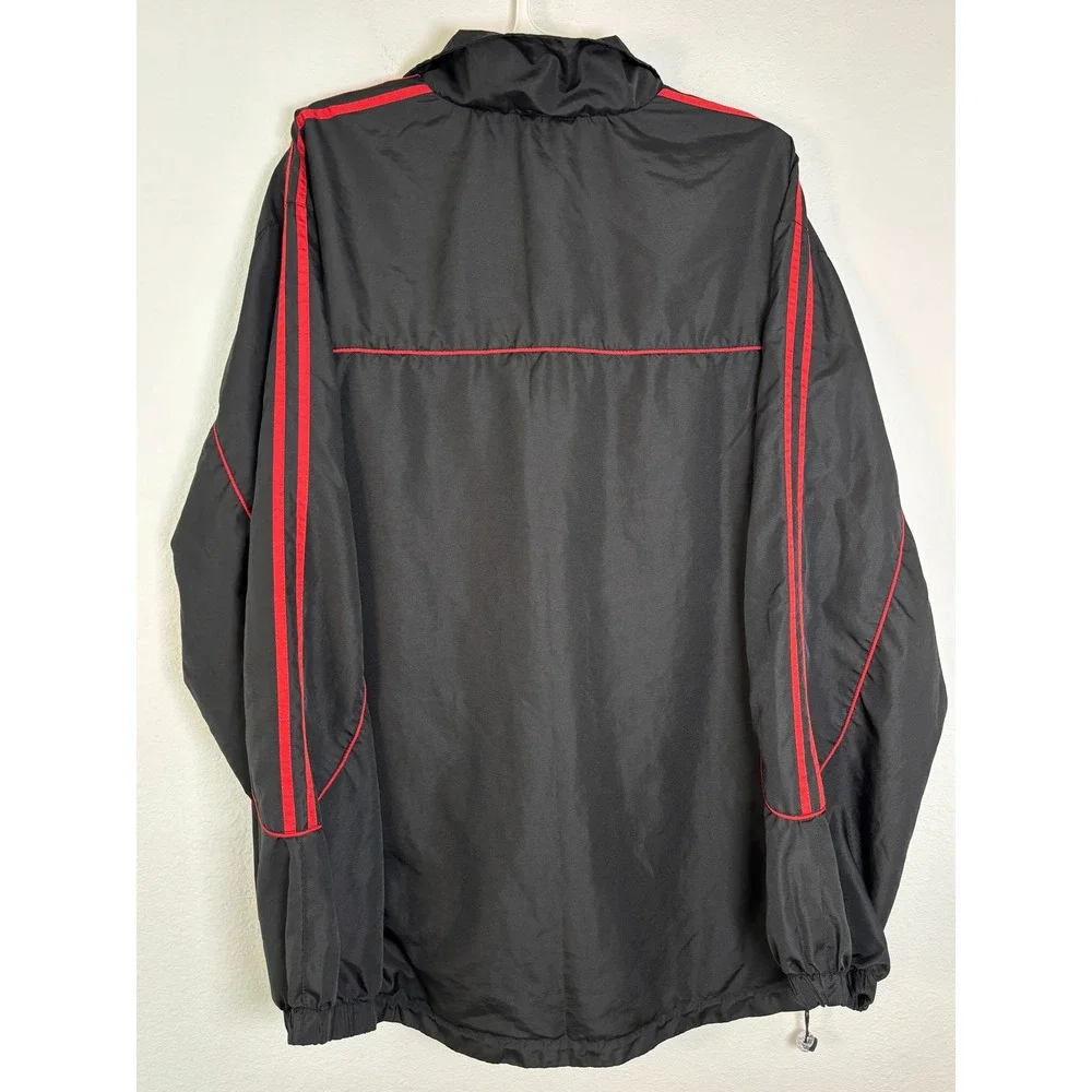 BCG Mens XL Black Red Stripe Full Zip Track Jacket Windbreaker Mesh Lined
